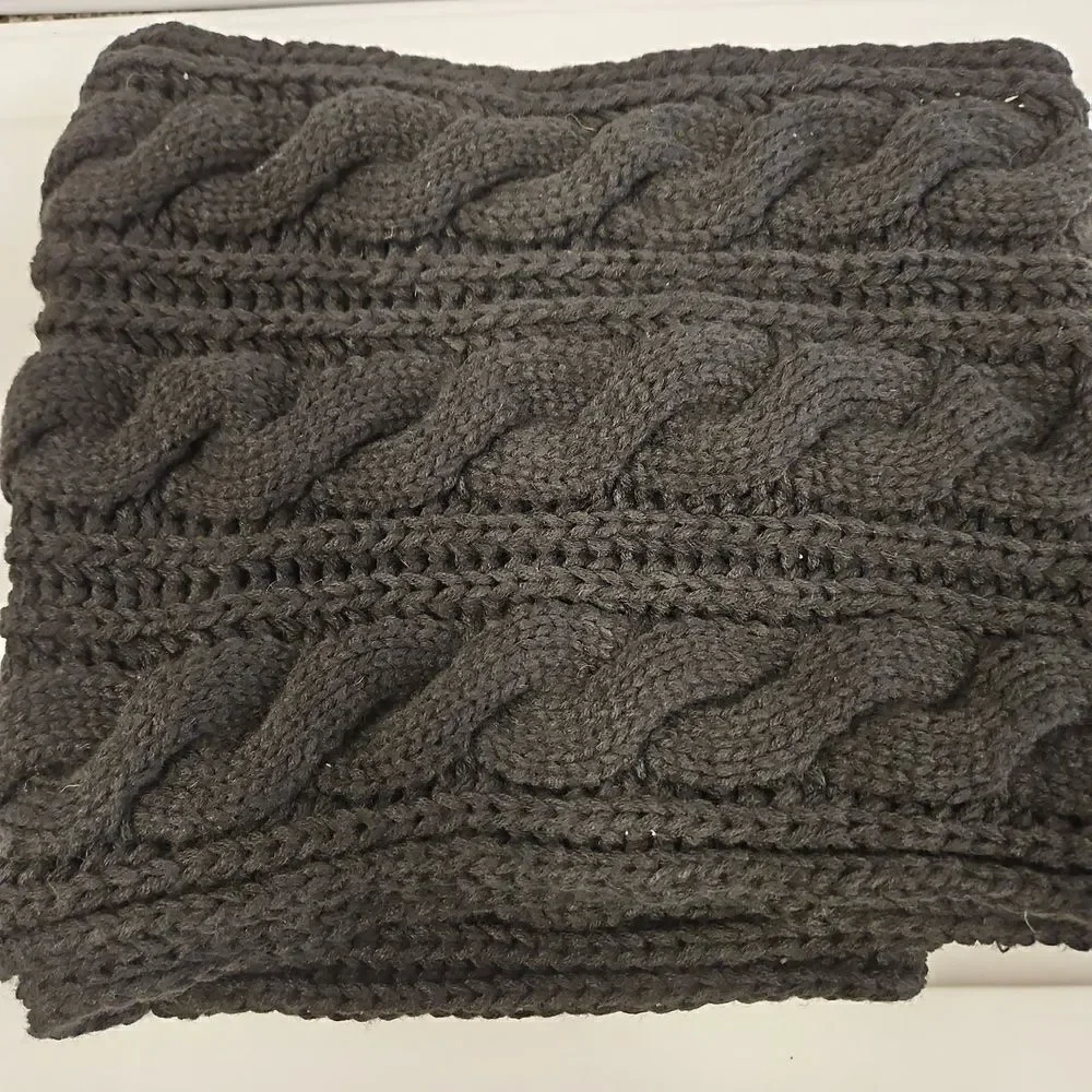 Large Cable Knit Black Infinity Scarf